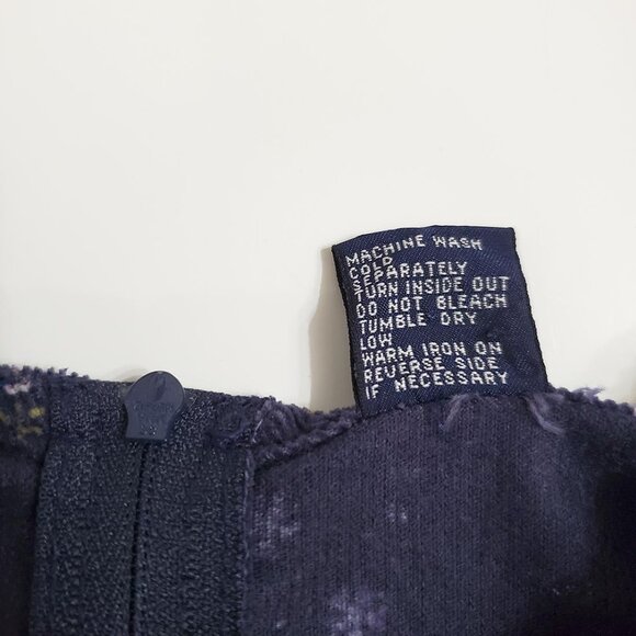 GAP Vintage Girls Corduroy Jumper Dress XL Navy Floral Cotton Pockets Sl… - Picture 6 of 12